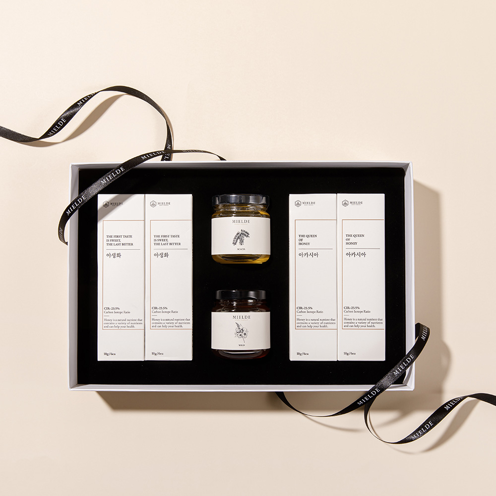 [국산 자연벌꿀 4종] 미엘드 천연벌꿀 혼합선물세트 no.5(전용 쇼핑백 동봉)