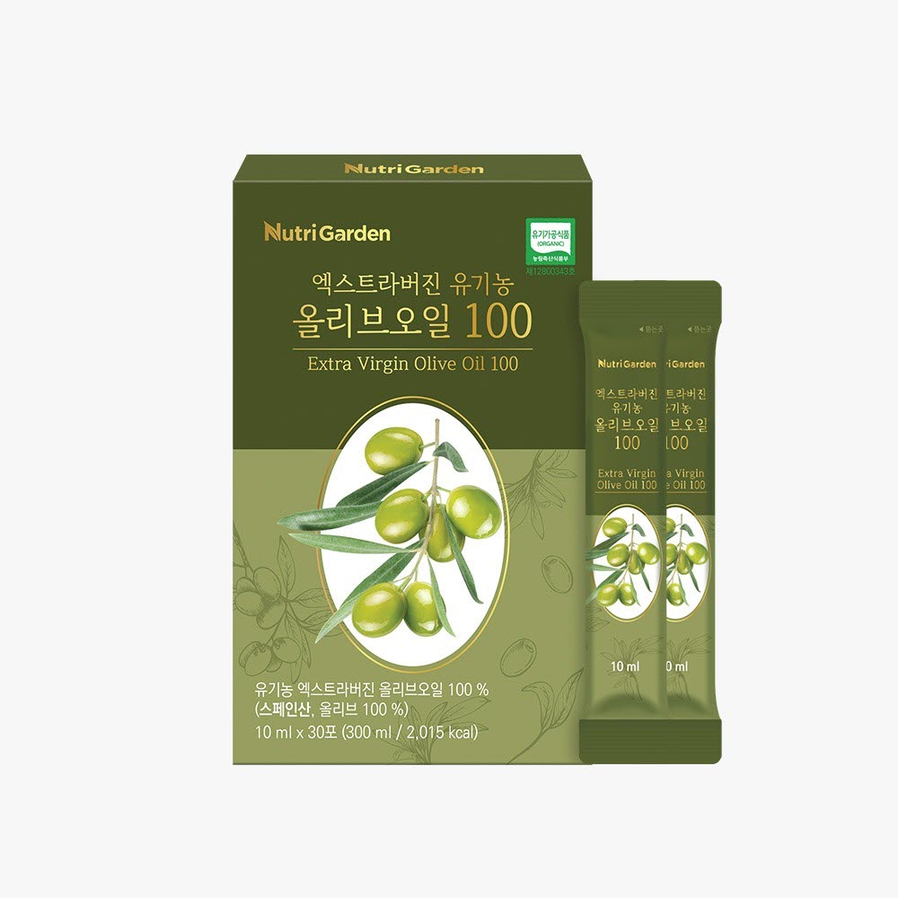 [뉴트리가든] 엑스트라버진 유기농 100% 올리브오일 10g x 30포[100% 스페인산 유기농/콜레스테롤,혈압,혈관]