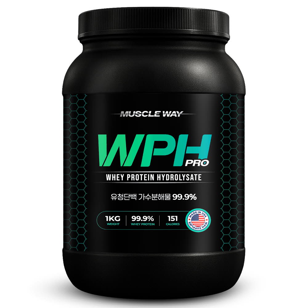 머슬웨이 WPH 99.9% 가수분해유청단백질 프로틴 보충제 1kg 1개