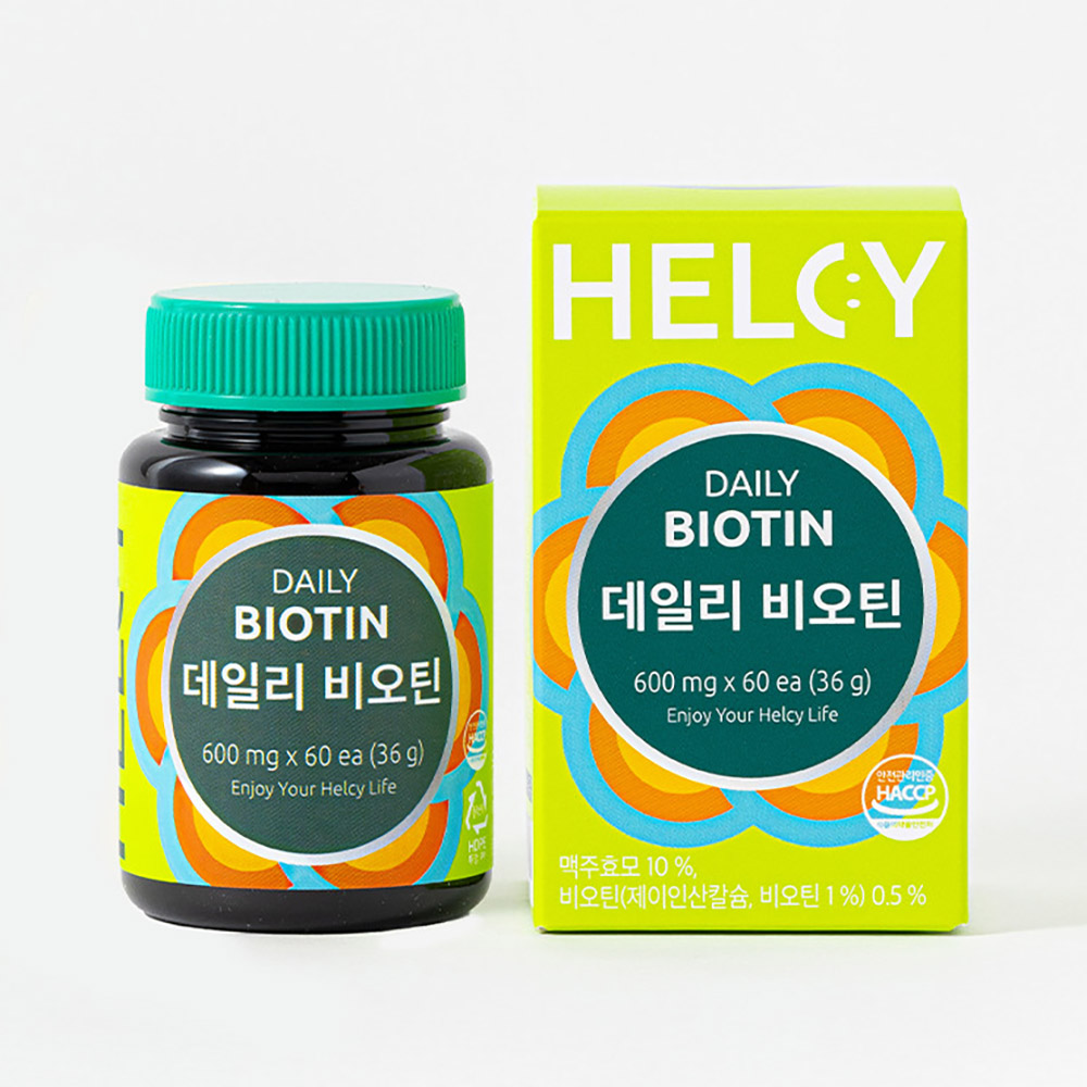 헬씨 데일리 비오틴(600mg X 60정)/독일산 순수 맥주효모/국내산 블랙푸드(흑미/검정콩/검정깨)/모발 건강/HACCP