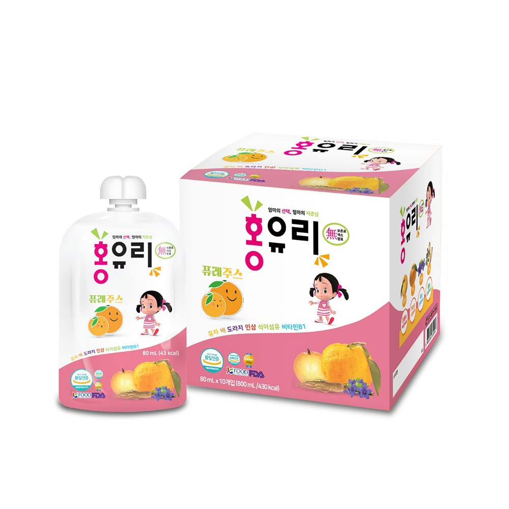 어린이 유자 배 도라지 인삼 홍유리 80ml x 10포