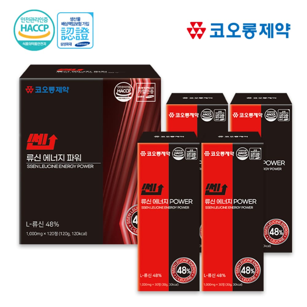 [코오롱제약] 쎈 류신 에너지 파워 [1,000mgX30정X4박스]