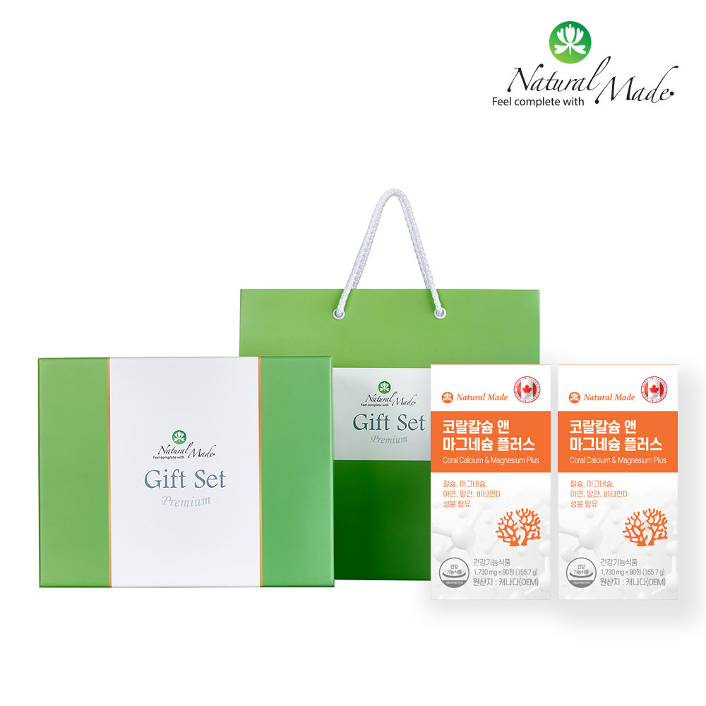 네츄럴메이드 코랄칼슘 앤 마그네슘 플러스 세트 1,730mg 90정 2개