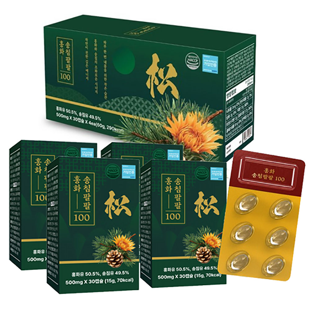 [송침팔팔] 홍화100 - 120캡슐(500mg x 30캡슐 x 4팩)