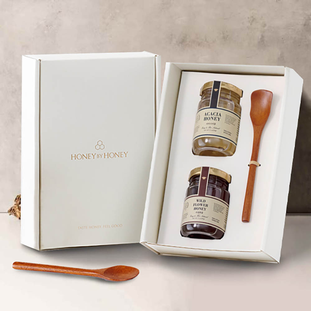 [허니바이] 국내산 100% 천연벌꿀 세트/아카시아꿀 220g+야생화꿀220g/쇼핑백포함