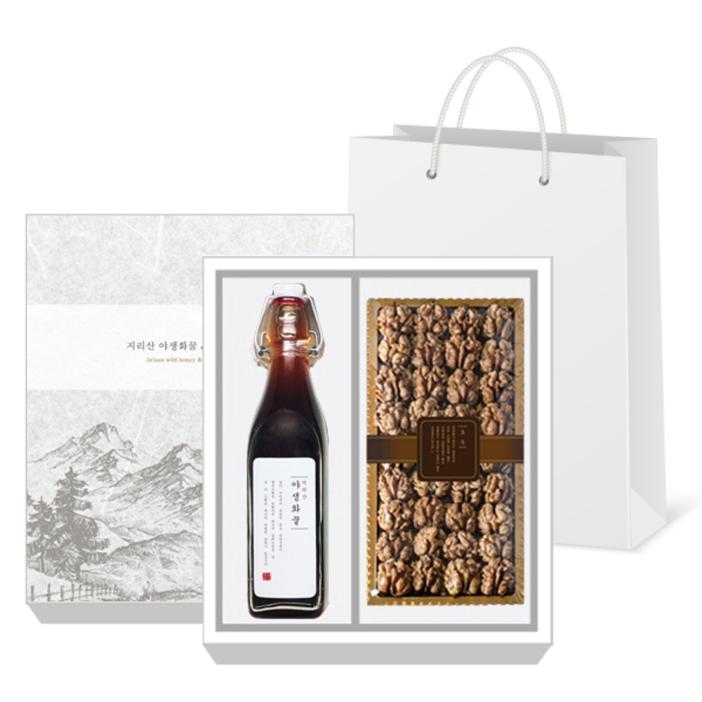 [어썸퓨어] 프리미엄 지리산 청정 야생화 꿀 & 영동 호두 세트