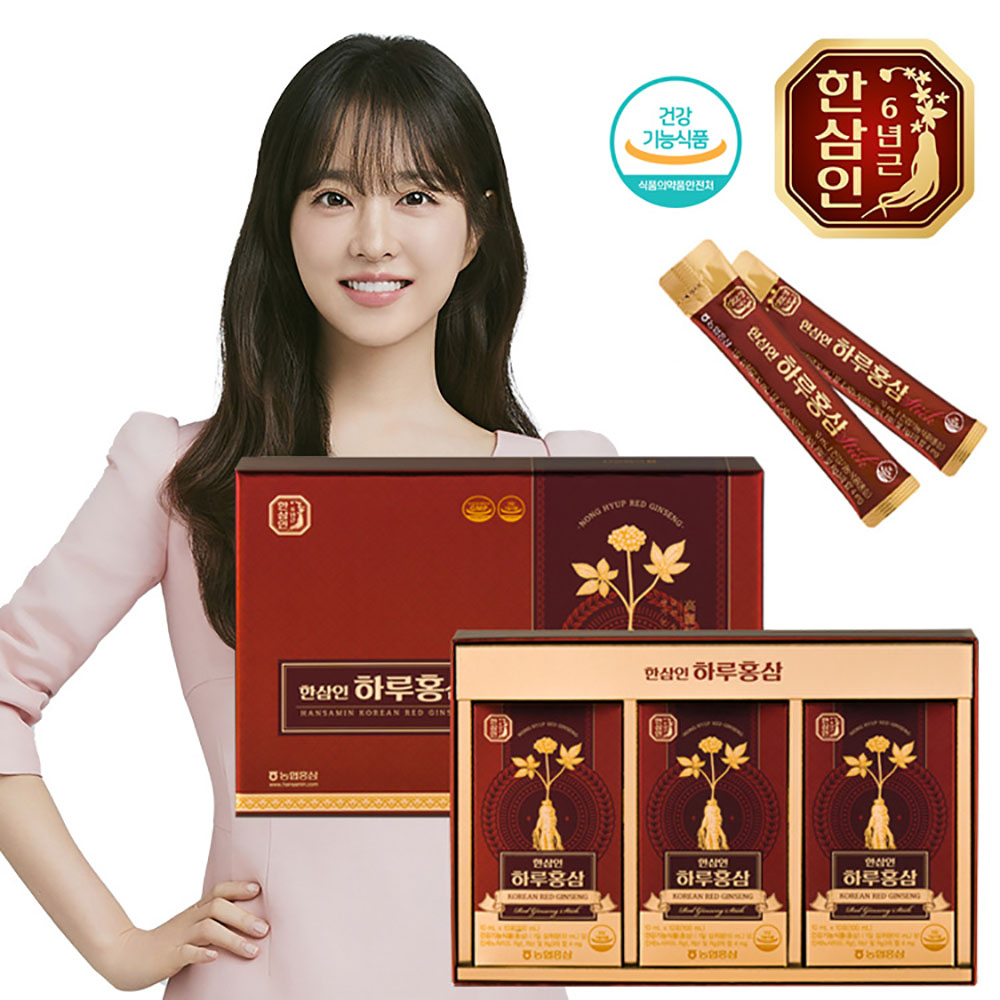 26년 설명절 [농협 한삼인] 6년근 하루홍삼 10ml x 30포 + 쇼핑백포함