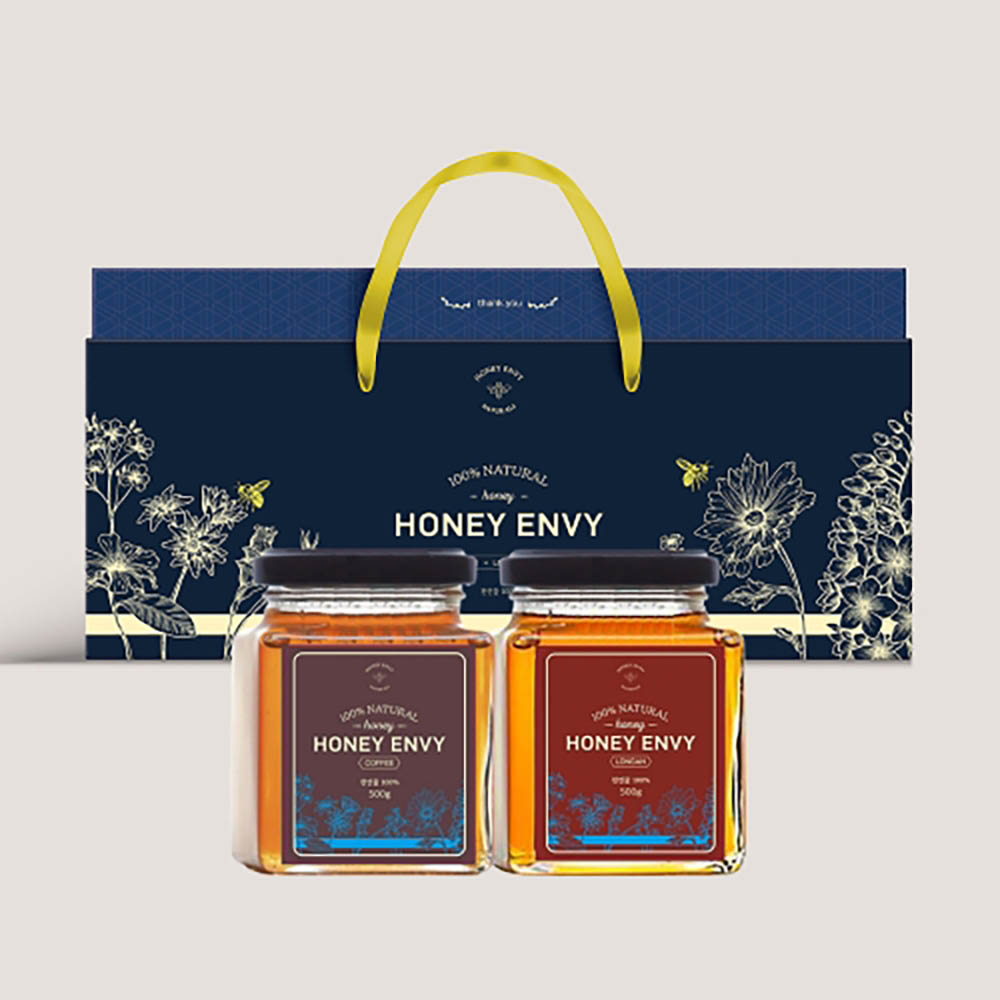 [허니엔비] 천연꿀 500g 2종 세트 (커피꿀 500g + 용안꿀 500g