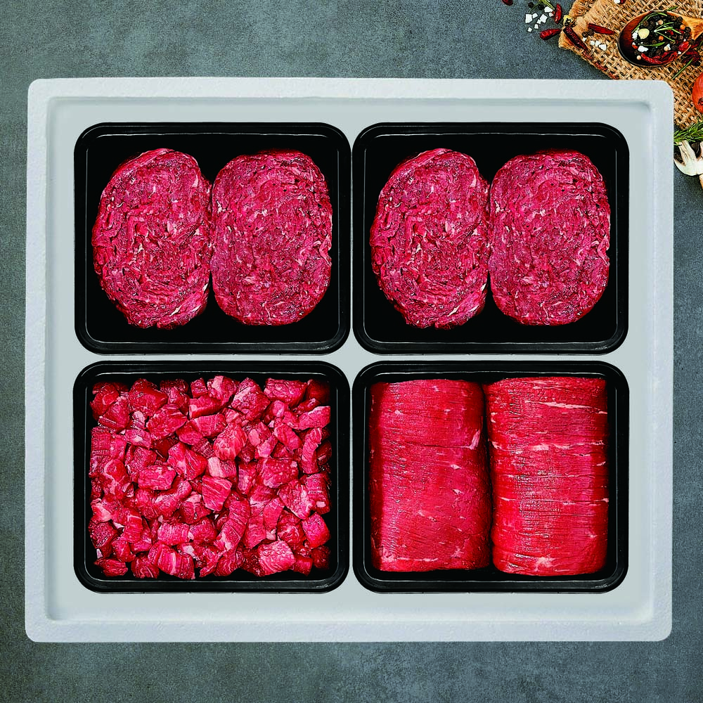 [국제식품] 한우1등급 냉장 선물세트 1.4kg (불고기350g*2, 국거리350g, 장조림350g)