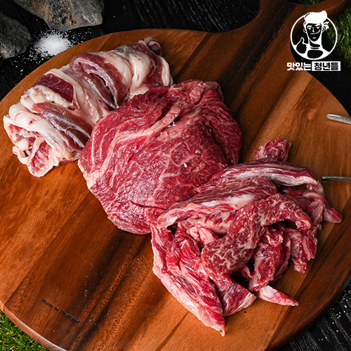 [맛있는청년들] 1++투뿔한우 갈비모둠 600g(갈비살+삼각살+차돌)